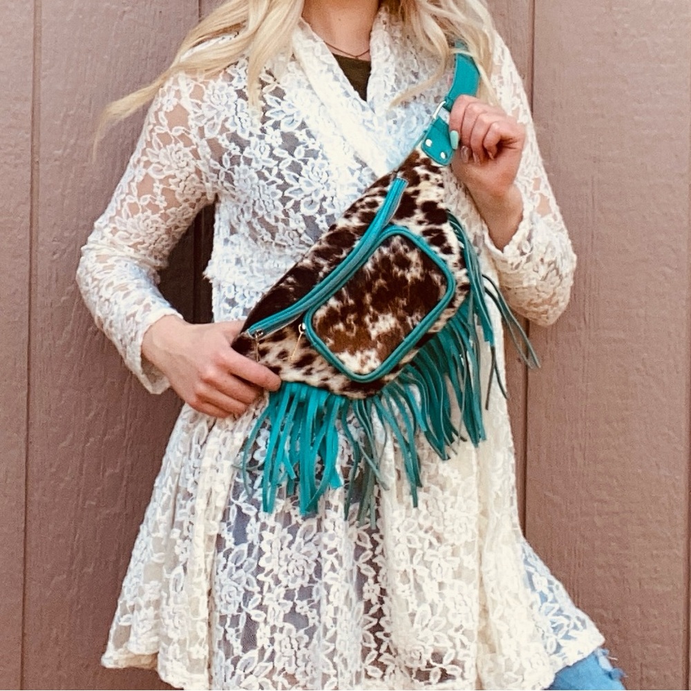 Cowhide Bum Bag with Fringe